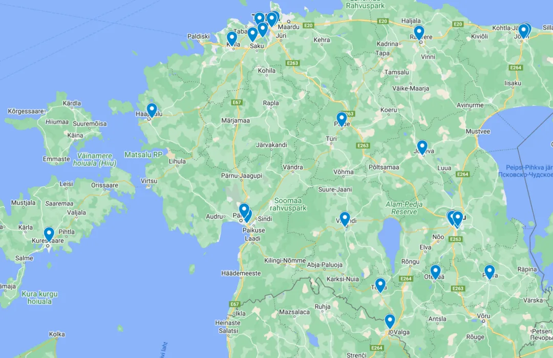 Hutton edasimüüjad Eesti kaardil